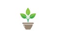 Creative Flower Plant Bowl Vase Logo Design Symbol Vector Illustration