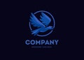 Creative flying eagle blue color with circle logo