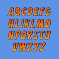 Creative font. Vector alphabet collection set in the style of comics and pop art. Royalty Free Stock Photo