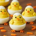 Creative Food Art: Chick-Shaped Deviled Eggs Royalty Free Stock Photo