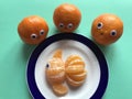 Creative food concept, fresh oranges Royalty Free Stock Photo