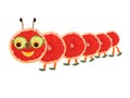 Creative food concept. Funny little caterpillar made from fruit