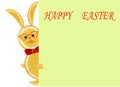 Creative food concept. Little funny yellow rabbit with text Happy Easter. Royalty Free Stock Photo