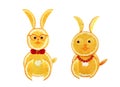 Creative food concept. Two funny easter yellow rabbits Royalty Free Stock Photo