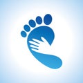 Creative foot care icon with palm
