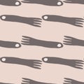 Creative fork seamless pattern on pink background. Kitchen textiles wallpaper Royalty Free Stock Photo