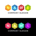 Creative four Hexagon honeycomb comet logo bright, multicolor entertainment with place for text