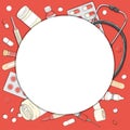 Creative frame in the shape of a circle on the theme of health. Royalty Free Stock Photo