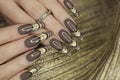 Creative French manicure. Royalty Free Stock Photo