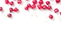 Creative fresh cherry pattern background with copy space. Food concept.  Top view. Royalty Free Stock Photo