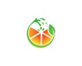 Creative Fresh Orange Fruit Juice Logo Design Concept Vector