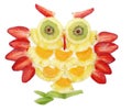 Creative fruit child dessert owl bird form