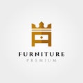 Creative furniture logo vector symbol illustration design, letter a with crown logo design Royalty Free Stock Photo