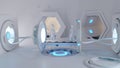 Creative future technology robot medical devices with two robots in a room 3d-illustration