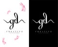 Creative letter gd, dg initial handwriting logo design vector