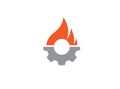Creative Gear Fire Symbol for logo design illustration