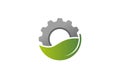 Creative Gear Leaf Agricultural technology Logo Design Illustration Royalty Free Stock Photo