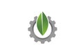 Creative Gear Leaf Agricultural technology Logo Design Illustration Royalty Free Stock Photo