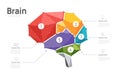 Creative geometric brain infographic template with 5 steps. Colorful low poly vector illustration for business, education, and Royalty Free Stock Photo