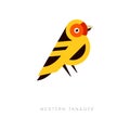 Creative geometric icon of western tanager. Bird logo in trendy flat style. Colorful vector element for business emblem Royalty Free Stock Photo