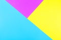 Creative geometric neon paper background. Blue, magenta and yellow colors