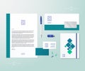 Creative Geometry Green and Blue Realistic Vector Stationary Set