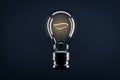 Creative glass light bulb with reflections and mock up place on dark background. Idea, success and innovation concept. 3D