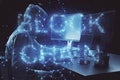 Creative glowing blockchain background
