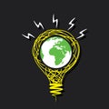 Creative go green earth on sketch bulb concept
