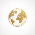 Creative gold map of the world. Vector illustration. . Royalty Free Stock Photo