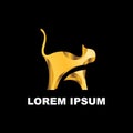 Creative golden cat logo icon design Royalty Free Stock Photo