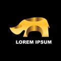Creative golden rhino logo icon design Royalty Free Stock Photo