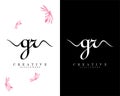 Creative letter gr, rg initial handwriting logo design vector