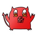 freehand drawn gradient cartoon of cute kawaii red demon Royalty Free Stock Photo