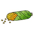 A creative gradient cartoon doodle of fresh corn on the cob Royalty Free Stock Photo