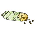 A creative gradient cartoon doodle of fresh corn on the cob Royalty Free Stock Photo