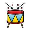 A creative gradient shaded cartoon beating drum Royalty Free Stock Photo