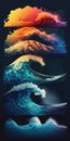 Creative gradient wave, from cyanotype to full color rich, very detailed, very lifelike,