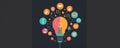 graphic of lightbulb with digital icons representing ideas and innovation Royalty Free Stock Photo