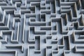 Creative gray maze wallpaper. Solution, way out and challenge concept.