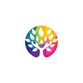 Creative green hand tree logo design. Royalty Free Stock Photo