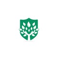 Creative green hand tree logo design. Royalty Free Stock Photo