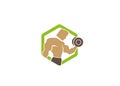 Creative Green Hexagon Bodybuilder Training Logo