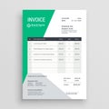 Creative green invoice template design
