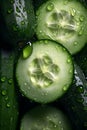 Creative greens vegetable concept. Fresh cucumber glistering with water