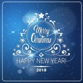 Creative Greeting Card On Blurred Background Merry Christmas And Happy New Year 2018 Concept Royalty Free Stock Photo