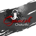 Creative greeting card design with Lord Ganesha face on gray brush stroke background for Ganesh Chaturthi festival celebration. Royalty Free Stock Photo