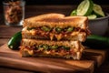 Creative Grilled Cheese Stuffed With Jalapeos And Crispy Bacon. Generative AI Royalty Free Stock Photo