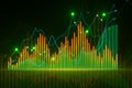 Creative growing green forex chart on background. Trade, finance and stock concept. 3D Rendering