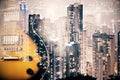 Creative guitar on city background Royalty Free Stock Photo